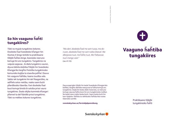 Bild på Folder. Första hjälpen vid sorg. ROMANI KAALE. PDF.