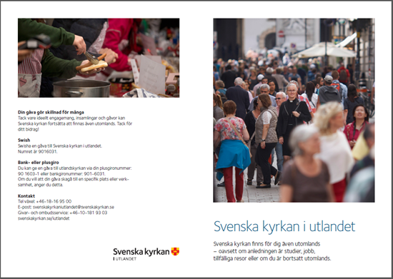 Bild på Informationsfolder om Svenska kyrkan i utlandet. PDF.