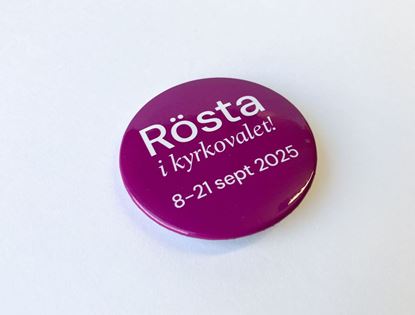 Bild på Knapp 56 mm, "Rösta i kyrkovalet! 8-21 sept 2025"