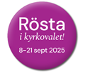 Bild på Knapp 56 mm, "Rösta i kyrkovalet! 8-21 sept 2025"