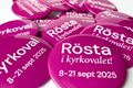 Bild på Knapp 56 mm, "Rösta i kyrkovalet! 8-21 sept 2025"