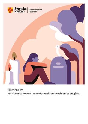 Bild på Minnesblad SvK i utlandet. Illustration sten och ljus