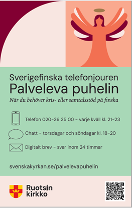 Bild på Palveleva puhelin, Sverigefinska telefonjouren (Papu). Infokort. 50-pack.