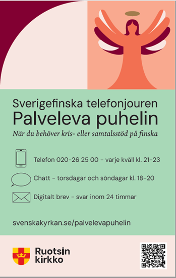 Bild på Palveleva puhelin, Sverigefinska telefonjouren (Papu). Infokort. 50-pack.