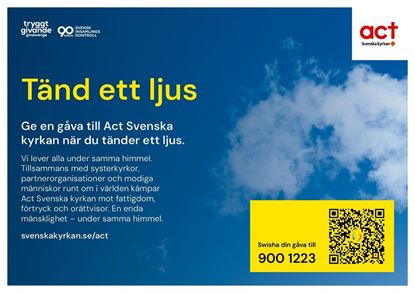 Bild på Ljusbärarskylt Act Svenska kyrkan (liggande A4)