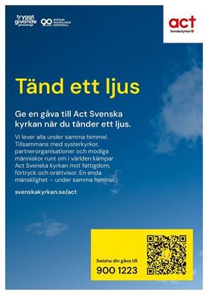 Bild på Ljusbärarskylt Act Svenska kyrkan (stående A4)