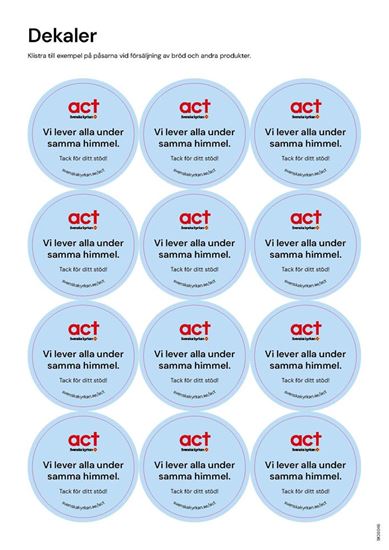 Bild på Dekalark 12 etiketter/dekaler per ark. Uppdaterat enl Act Svenska kyrkans nya profil.