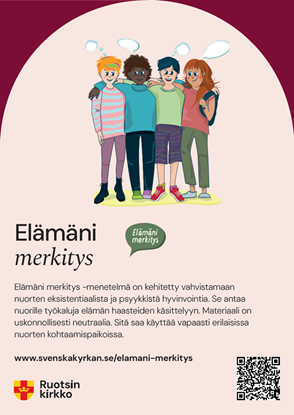 Bild på Meningen med mig. Flyer. Svenska och finska.